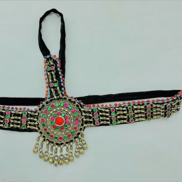 Afghan Multicolor Mathapatti, Tribal Kuchi Headpiece, Hair Jewelry main image 4